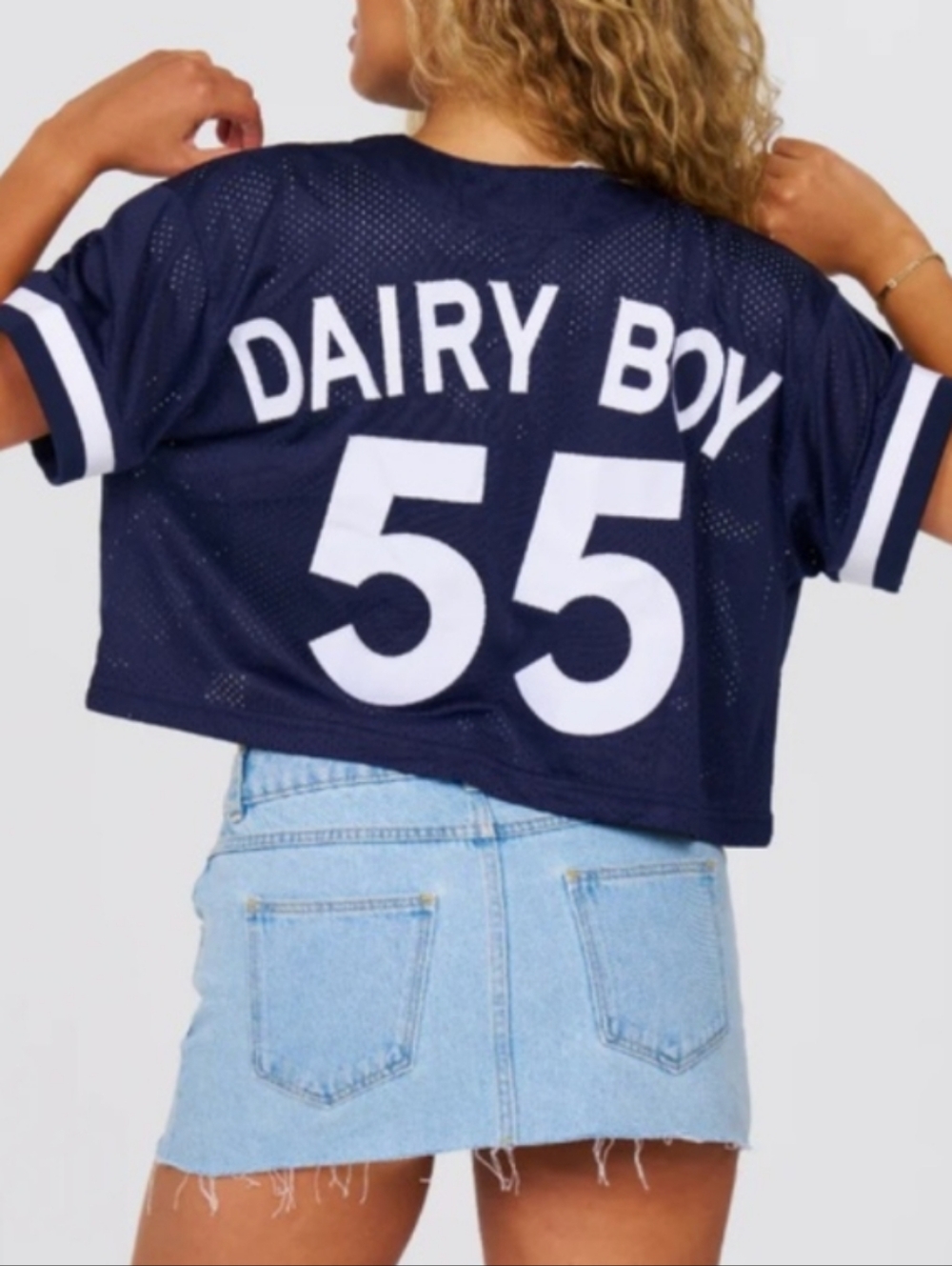 NWT Dairy Boy Navy White Homecoming Jersey Top S